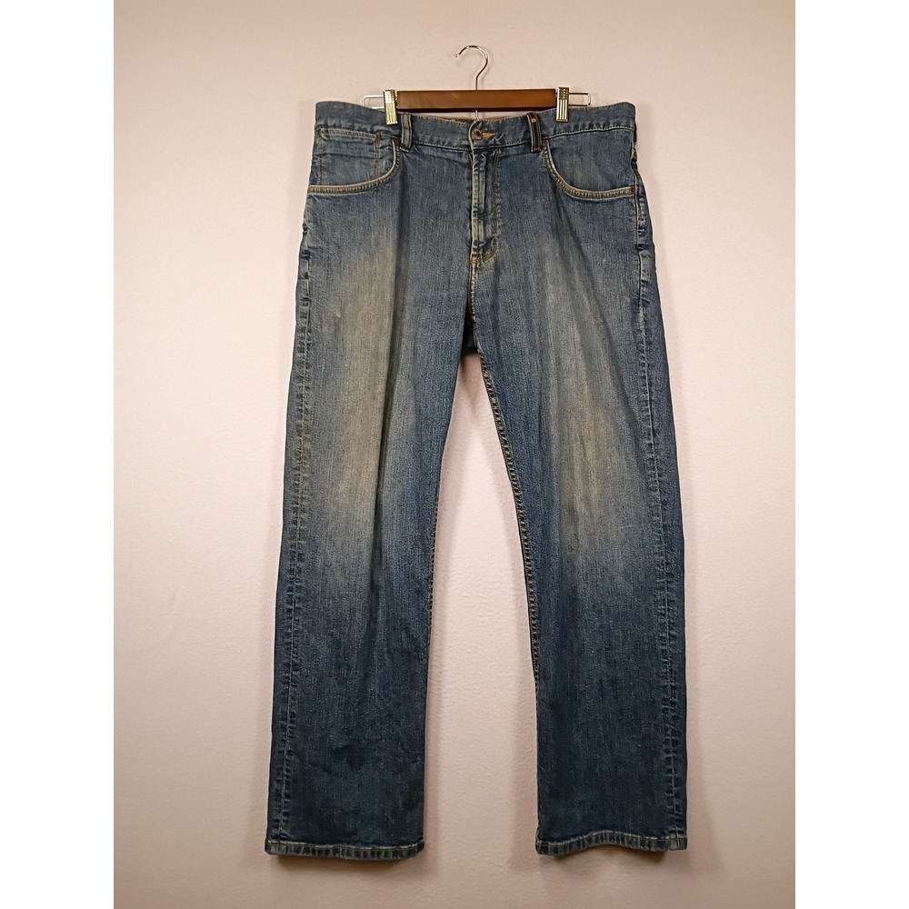Classic Americana Indigo Palms Mens 36x32 Blue Original Fit Straight Leg Jeans